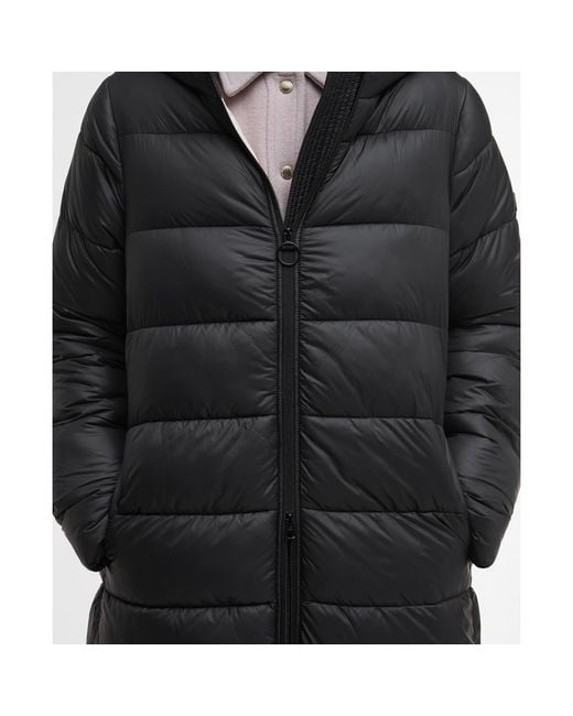 Barbour Black Olivios Lightweight Hooded Long Puffer Jacket