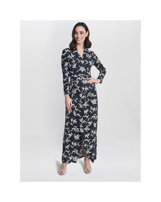 Gina Bacconi Blue Jade Jersey Wrap Maxi Dress