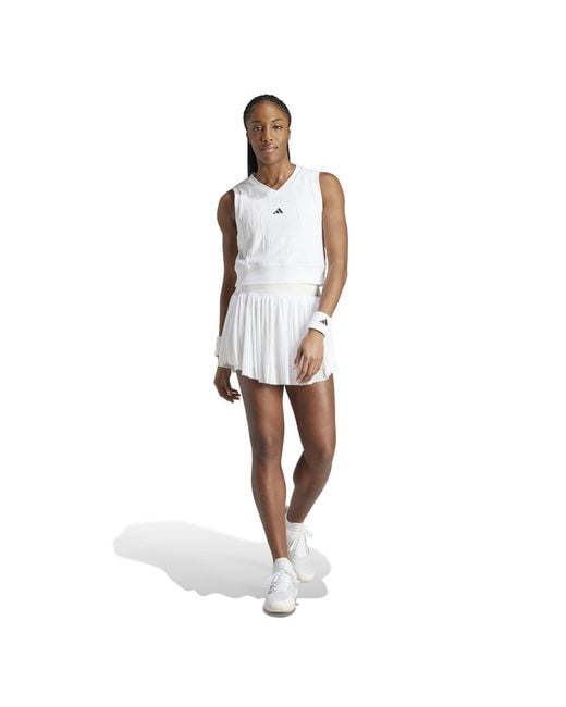 Adidas White Tennis Pro Aeroready Crop Top