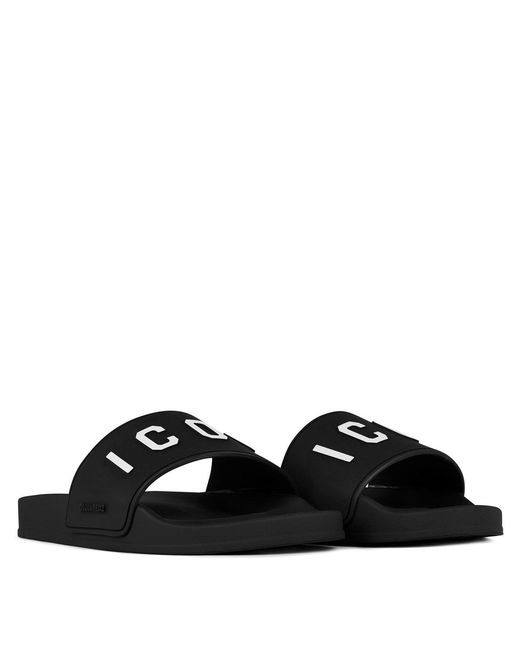 DSquared² Black Icon Logo Sliders for men