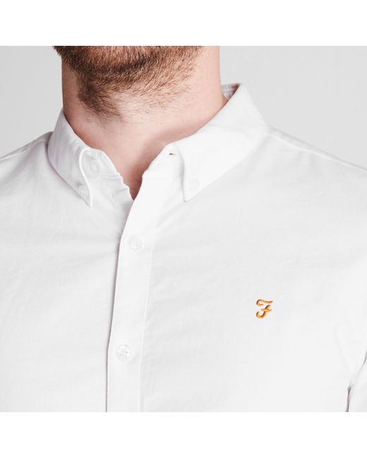 Farah White Oxford Long Sleeve Shirt for men