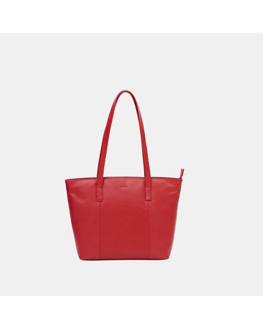 Firetrap Red Work Leather Zip Tote Bag