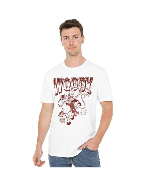 Disney White Toy Story Woody Bullseye Ride T-Shirt for men