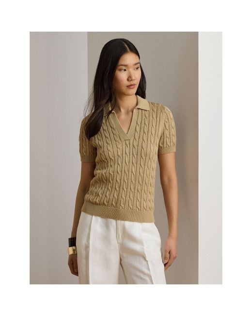Ralph Lauren Natural Knitted Short Sleeve Polo Shirt