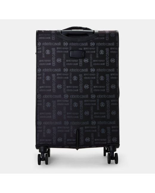 Roberto Cavalli Black Jacquard Soft Suitcase