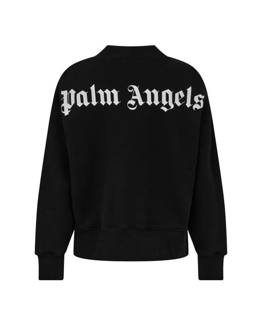 Palm Angels Black Classic Curved Logo Crew-neck Sweater
