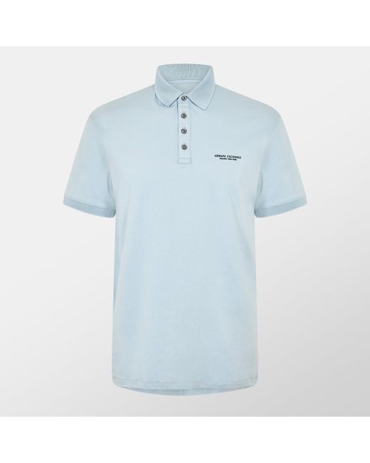 ARMANI EXCHANGE Blue Jersey Cotton Polo Shirt for men