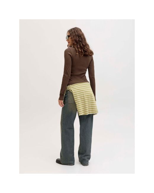 JJXX Brown Freya Rib Long Sleeve T-Shirt