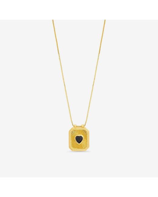 Inicio Metallic 14K Plated Jet & Heart Charm Necklace