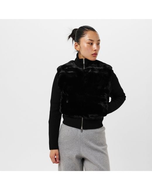 Moose Knuckles Black Dua Bunny Textured Relaxed Fit Cardigan