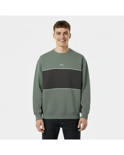 Slazenger 1881 Green Fleece Sportswear Crew Sweat for men