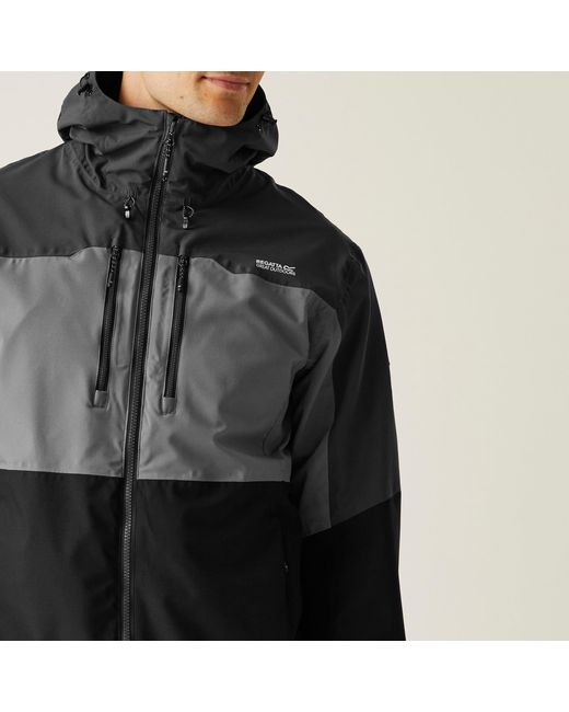 Regatta Black Maland Waterproof Hooded Jacket for men