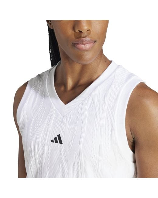 Adidas White Tennis Pro Aeroready Crop Top