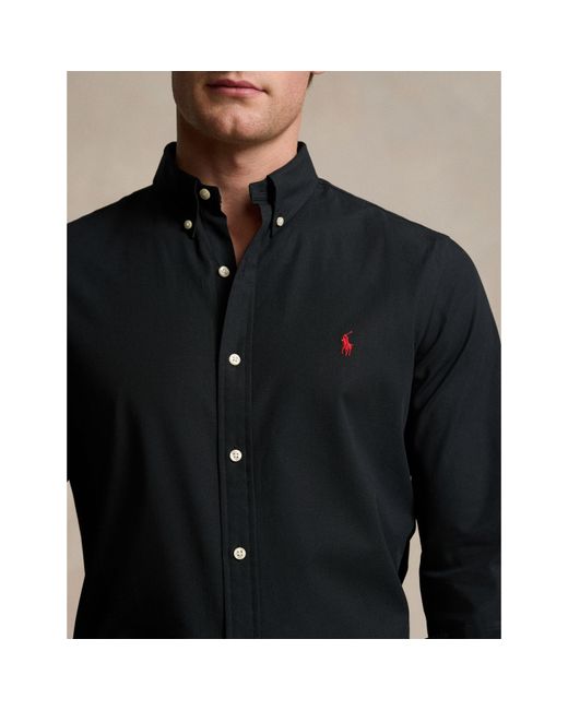 Polo Ralph Lauren Black Slim Fit Poplin Long-Sleeve Shirt for men