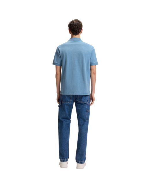 Boss Blue Pe Linenlogo Short Sleeve Polo Shirt for men