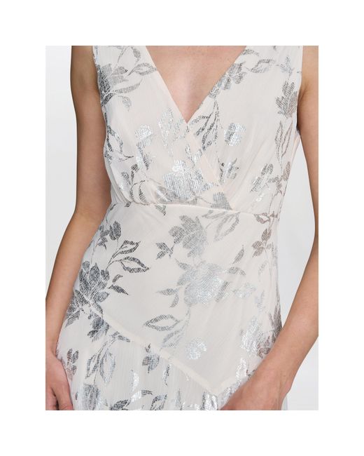 Gina Bacconi White Leanne Jacquard Dress