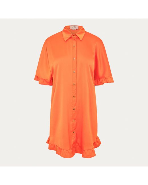 AX Paris Orange Frill Detail Button Front Shirt Dress