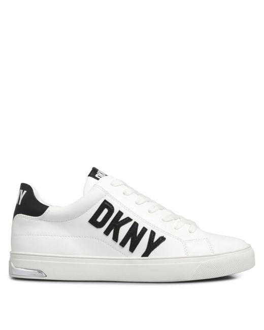 DKNY White Adira Lace Up Low-Top Trainers