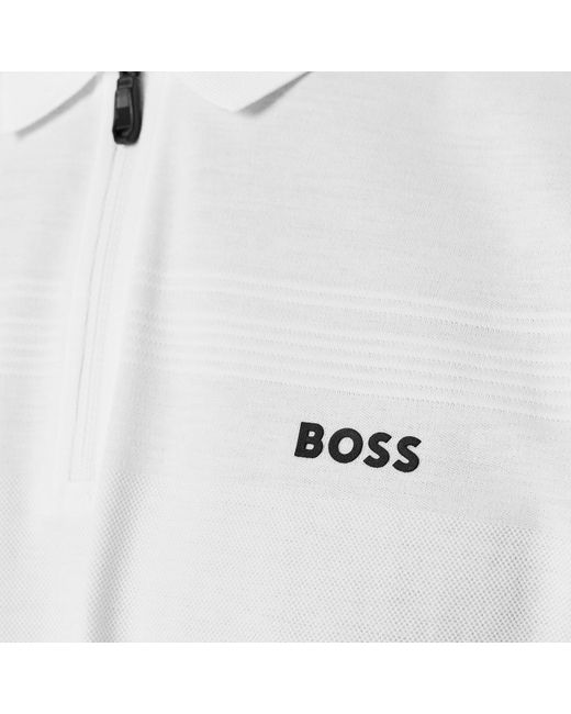 Boss White Philix Pima Cotton Short Sleeve Polo Shirt for men