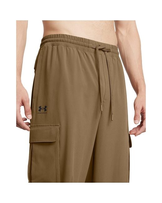 Under Armour Brown Vibe Woven Open Hem Fleece Joggers for men