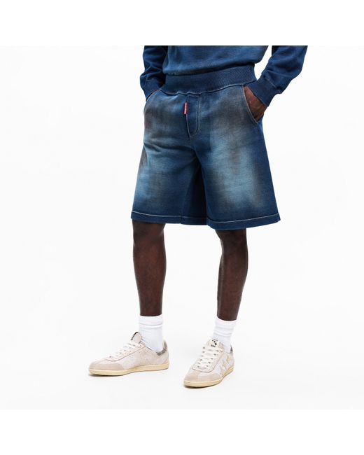 DSquared² Blue Dsq Fleece Jogger Shorts for men