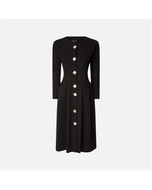 James Lakeland Black Buttoned Pocket Midi Dress
