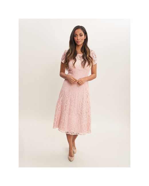 Gina Bacconi Pink Una Maxi Dress With Lace Sleeves
