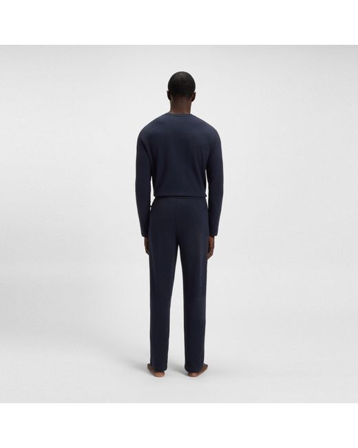 Boss Blue Waffle Open Hem Fleece Joggers for men