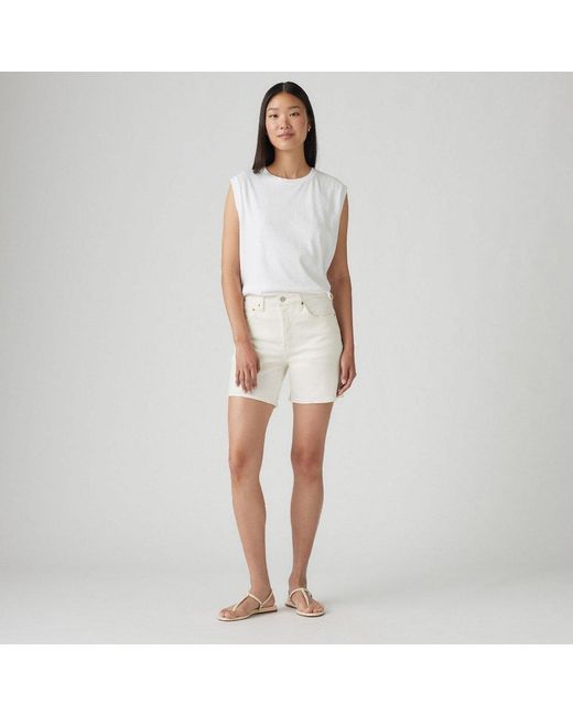 Levi's White Levi's Mid Thigh Short Lunar Blac