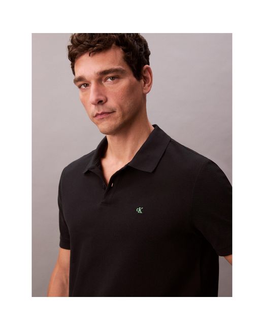Calvin Klein Black Ckj Pique Short-Sleeve Polo Shirt for men