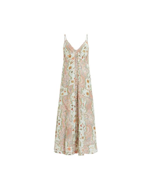 AllSaints Natural Dahlia Cascade Slip Dress