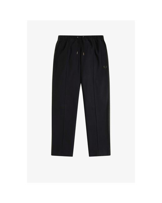 Fred Perry Black Side Tape Woven Open Hem Tracksuit Joggers for men