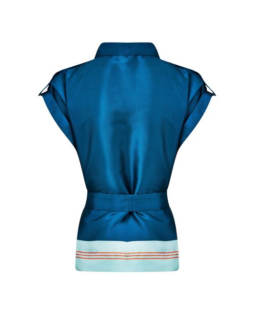 Biba Blue Border Print Top