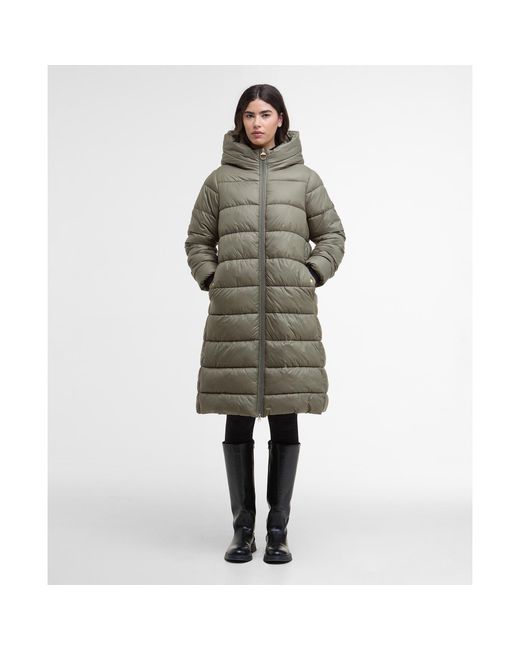 Barbour Multicolor Olivios Lightweight Hooded Long Puffer Jacket