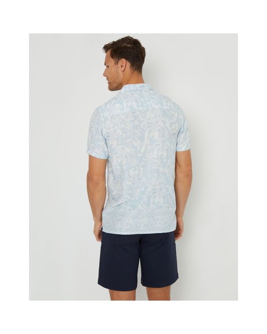 Threadbare Blue Short-Sleeve Patterned Shirt for men