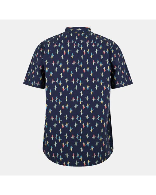 Peter Werth Blue Plain Short Sleeve Shirt for men