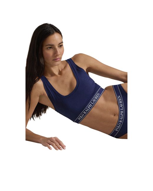 Polo Ralph Lauren Blue Cotton Non-Wired Scoop Bralette
