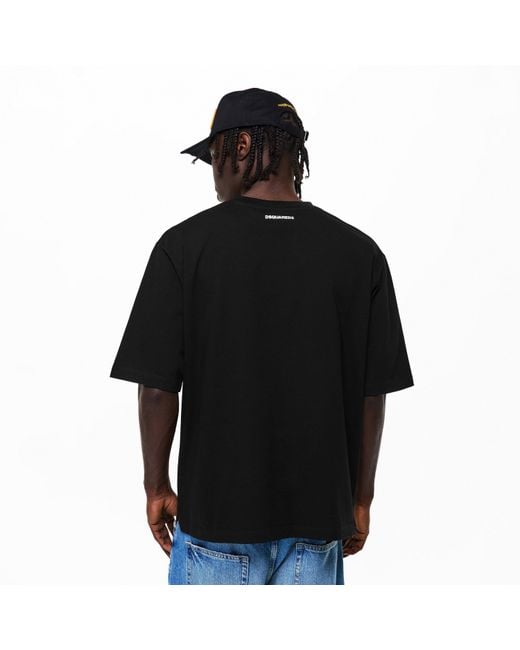 DSquared² Black Oversized T-Shirt for men