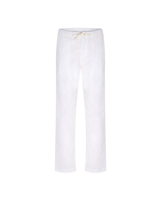 Timberland White Cotton Jogger Cotton Linen Straight Leg Trousers for men