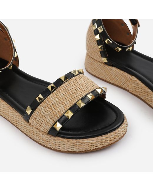 Where's That From White Pu Aviva Studded Gladiator Espadrille Flatfo