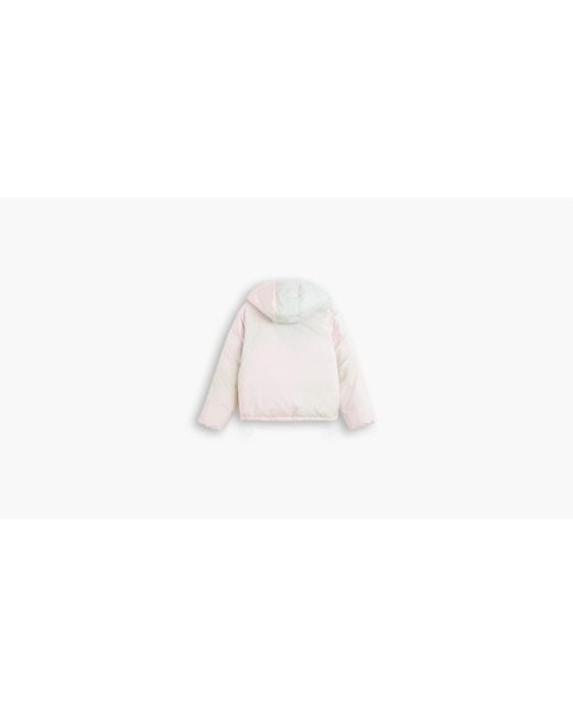 Levi's White Levi's Cropped Hooded Long Sleeve Down Short Puffer Jacket