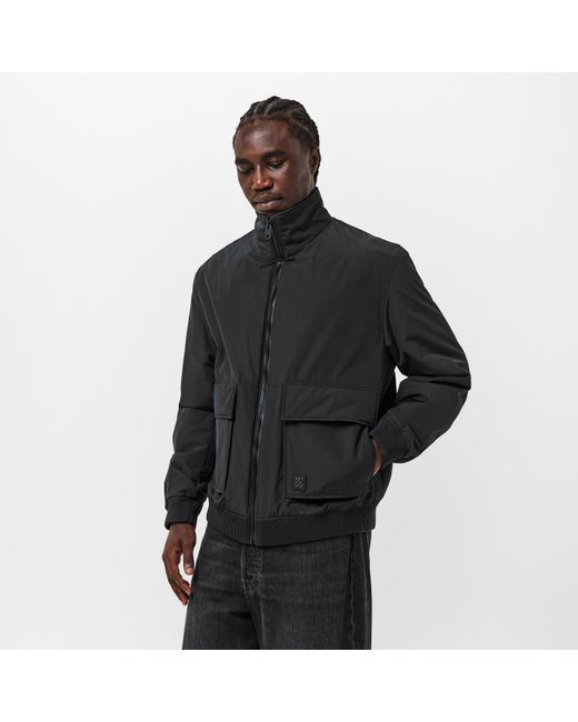 HUGO Black Water Repellent Full Zip Bomber Jacket for men