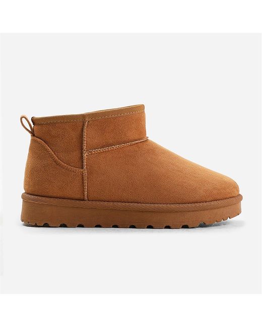 Where's That From Brown Chestnut Faux-Suede Maple Faux Fur Slipper Boots