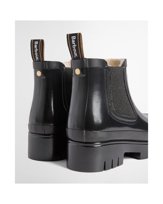 Barbour Black Halton Faux Fur Wellies