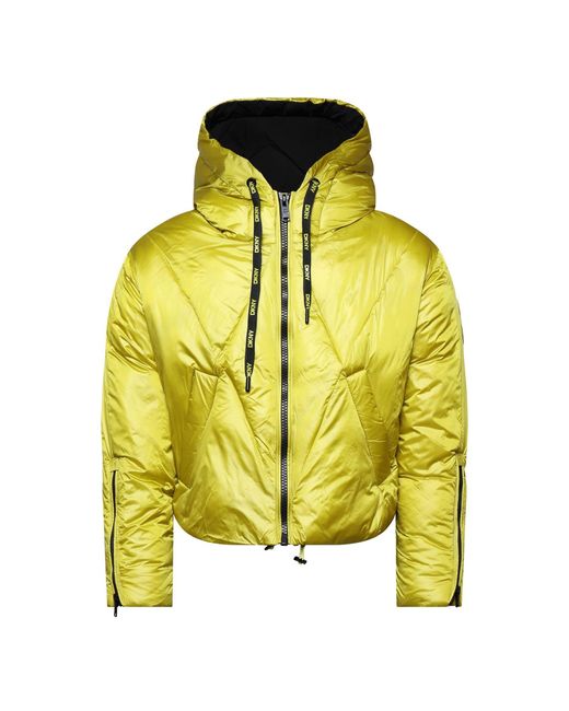 DKNY Yellow Cropped Puffer Jacket