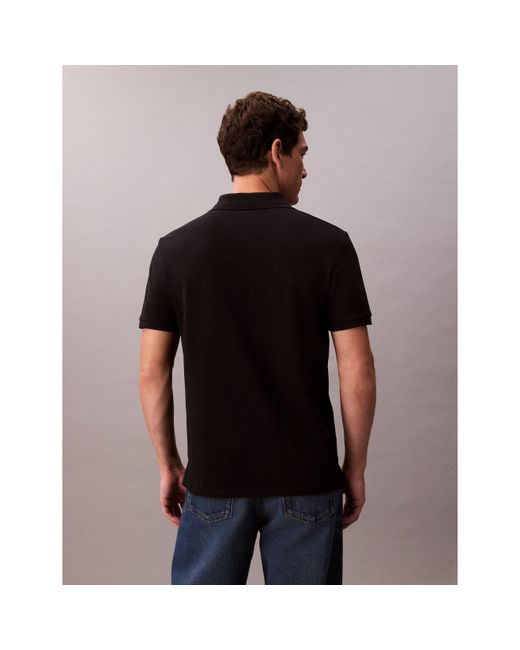 Calvin Klein Black Ckj Pique Short-Sleeve Polo Shirt for men