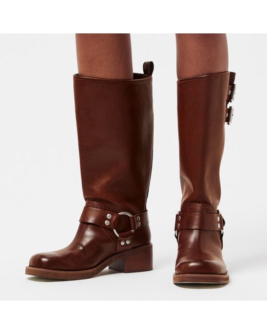 Steve Madden Brown Eastern Motorcycle Boots With Block Heel