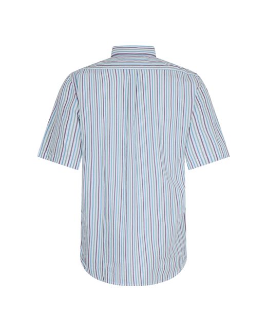 Timberland Blue Striped Short Sleeve Oxford Shirt for men