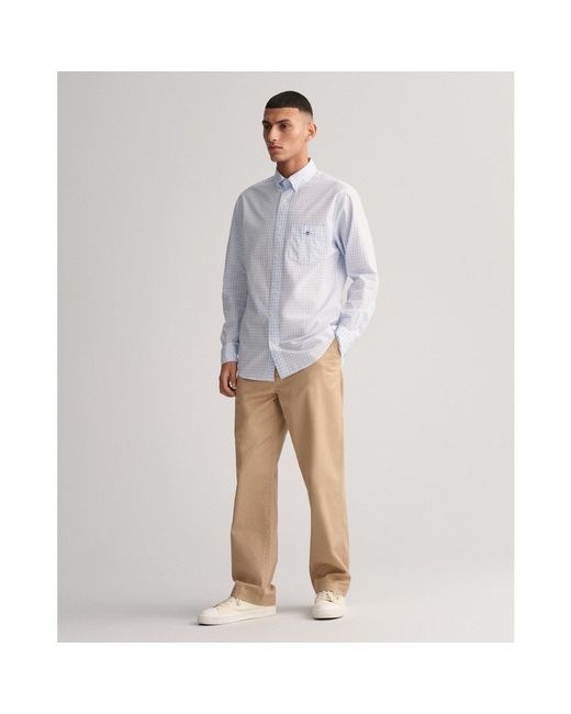 Gant Blue Regular Fit Gingham Poplin Shirt for men