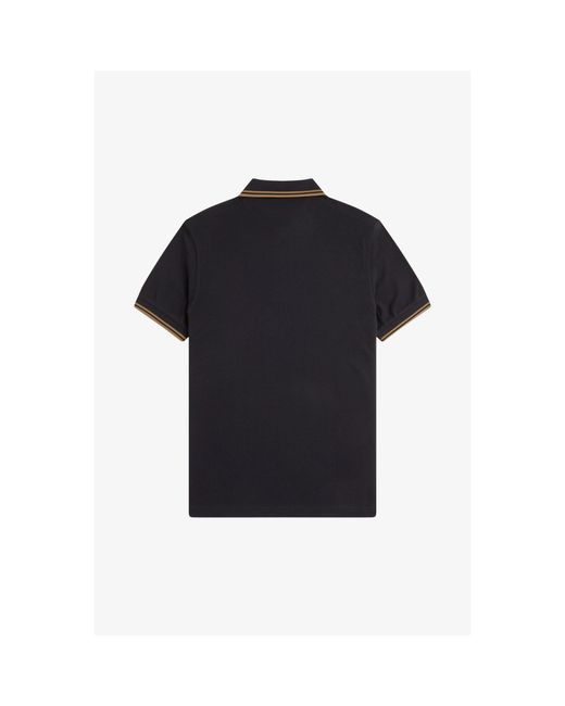 Fred Perry Black Short Sleeve Twin Tipped Polo Shirt for men